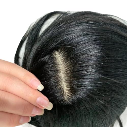 XZDUIMBCU Slicked-back Hairstyle, Men's Wig, Real Hair, Completely Hand Knitting,