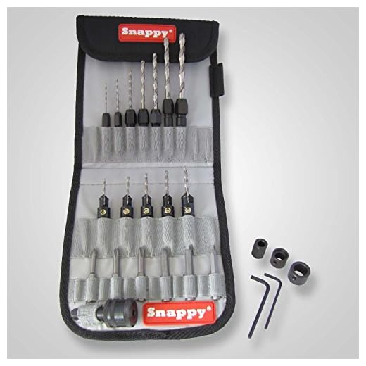 Snappy Tools 48025 5xGold Screw Countersinks, 7xDrill Bit Adapters, 6x2" Industrial Driver Bits, Quick Change Chuck, 2xCountersink Stop Collars, Hex Shank Socket, 2xHex Keys, Canvas Pouch (25 Pieces)