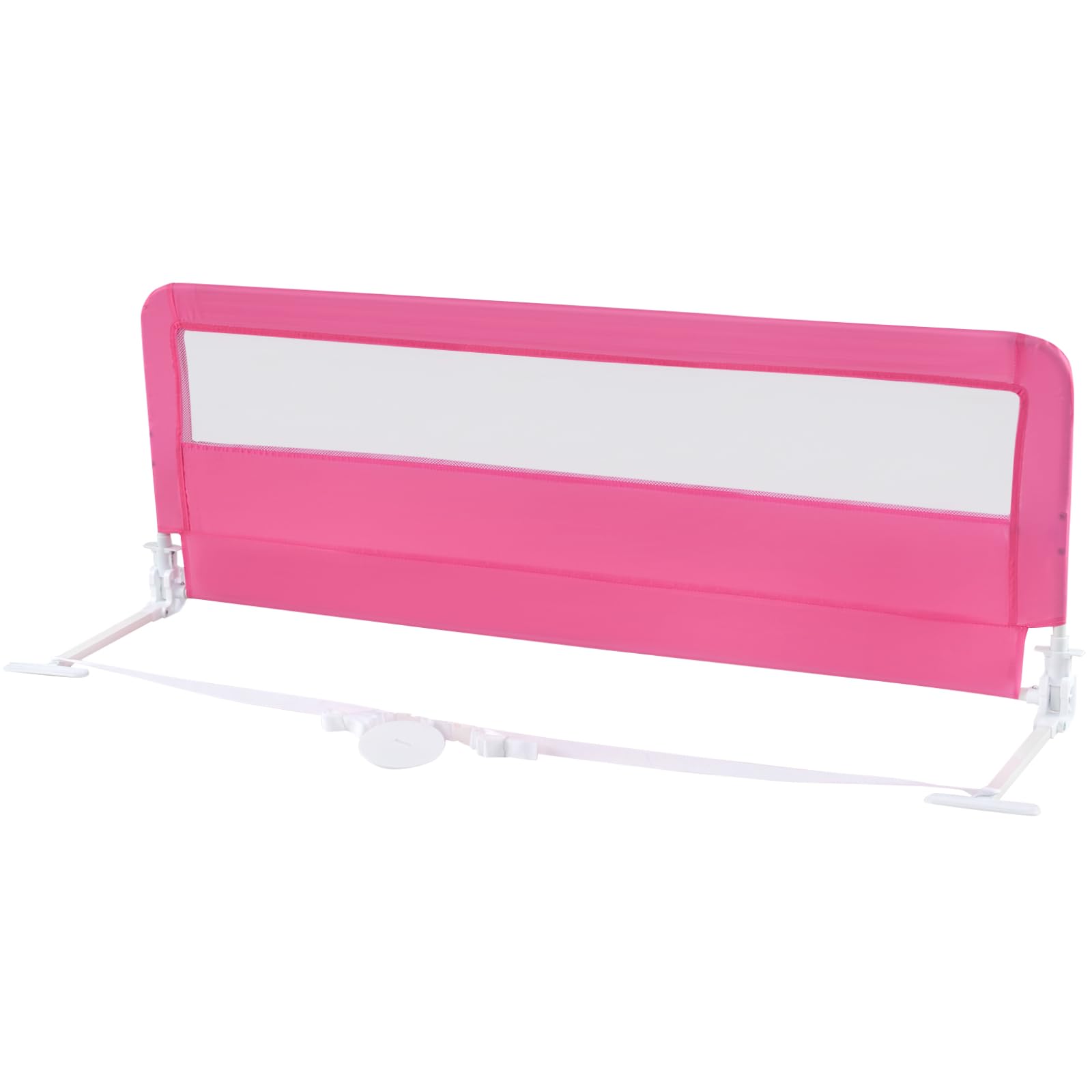 Maxmass Baby Bed Rail, 150cm Folding Safety Bed Guard with Fastening Belt, Toddlers Protection Beside Guardrail for Twin Bed Full Size Bed (Pink)