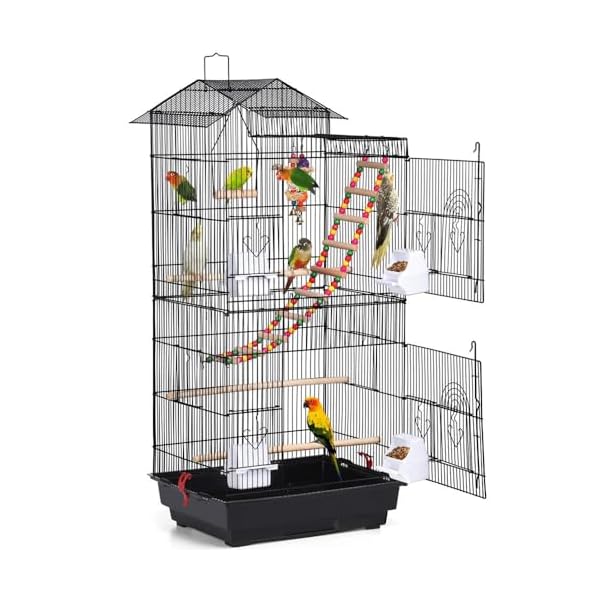 Yaheetech 39-inch Roof Top Large Flight Parrot Bird Cage for Small Quaker Parrot Cockatiel Sun Parakeet Green Cheek Conure Budgie Finch Lovebird Canary Pet Bird Cage w/Toys