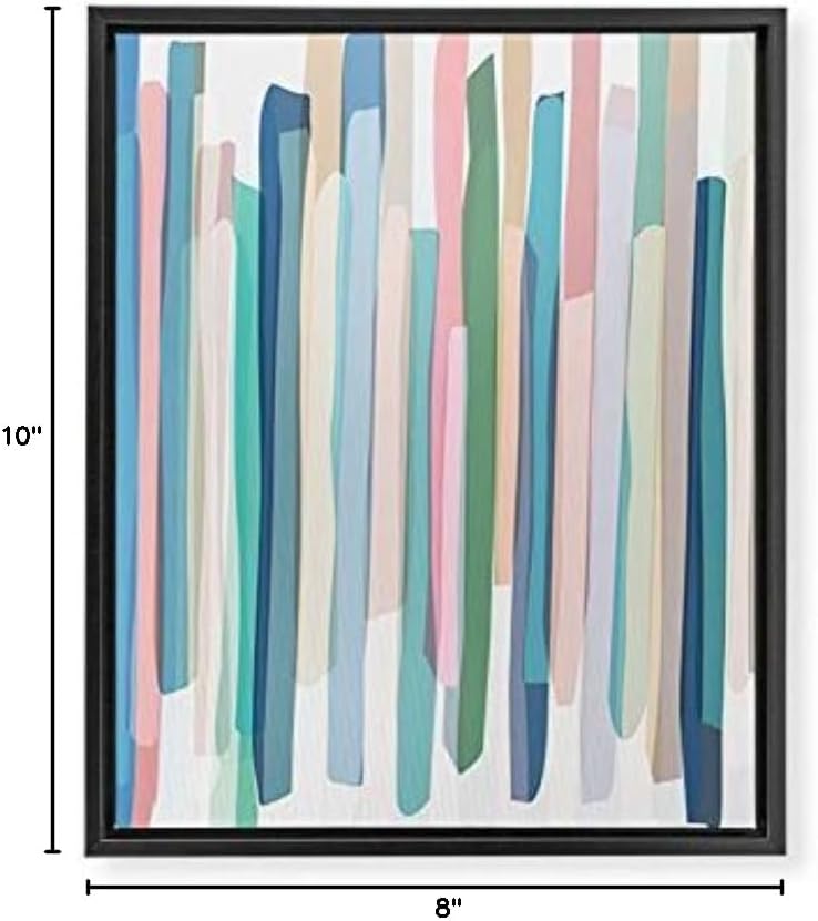 Deny Designs Mareike Boehmer Pastel Stripes 2 Black Framed Art Canvas, 8" x 10", Blue