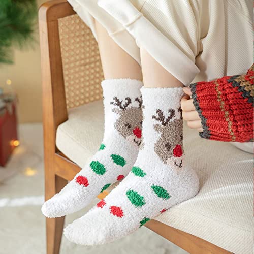 Image of LINEMIN Womens Fuzzy Socks Cozy Fluffy Winter Warm Slipper Socks Microfiber Soft Home Sleeping Socks