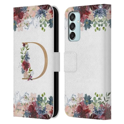 Image of Head Case Designs Officially Licensed Nature Magick Letter D Flowers Monogram Floral Gold Leather Wallet Case Compatible With Samsung Galaxy M15/F15 5G