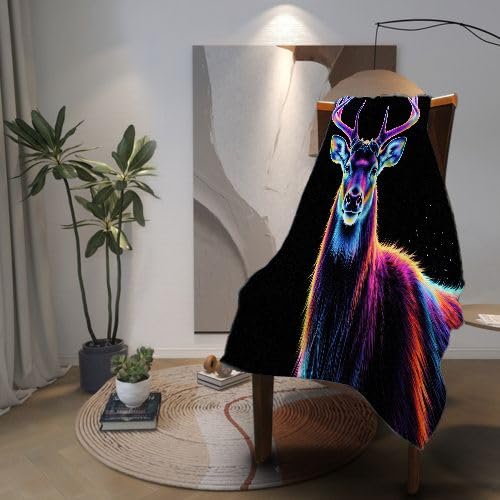 Manta Polar 220 x 240 Ciervo Negro, Mantas para Cama 105 de Franela Cálida y Cómoda para Niños y Adultos, Mantitas para Sofá Reversible para Cubre Sofa Colchas, Fácil de cuidar_A2915
