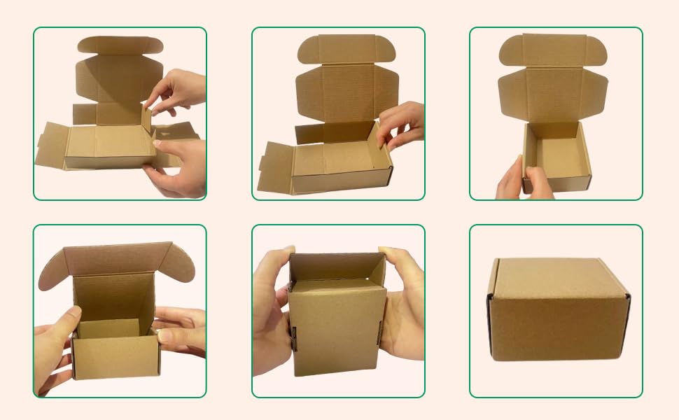 PHAREGE 6x4x3 Shipping Boxes For Sall Business, 50 Pack Brown - View #9