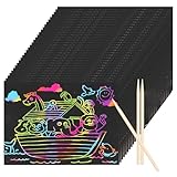 BIBLE STORY & SUNDAY SCHOOL CRAFT KIT: This Noah’s Ark–themed scratch art kit includes 30 rainbow scratch sheets (7.28" × 5.31") and 3 bamboo stylus pens, revealing vibrant animals like elephants, giraffes, and dolphins. Perfect for Sunday School les...