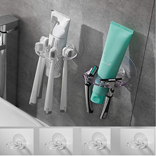 4 PCS Toothbrush Holder Wall Mounted for Bathroom, Toothbrush Holder on Wall,Toothbrush Shower Hanger, Toothbrush Rack Perfect for Dorm, Holds 4 Toothbrushes, Toothpaste Holder
