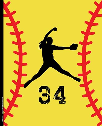 Softball Composition Notebook #34: Wide Ruled Softball Composition Notebook | 120 Pages, Softball Pitcher