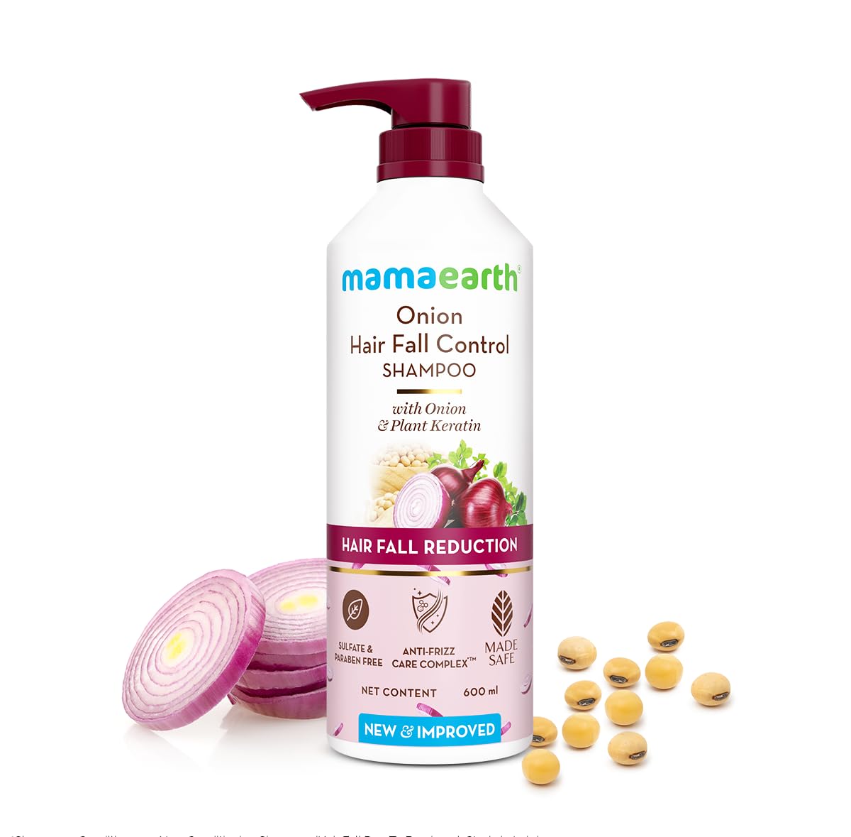 Mamaearth Onion Shampoo for Hair Growth & Hair Fall Control with Onion & Plant Keratin - 600 ml