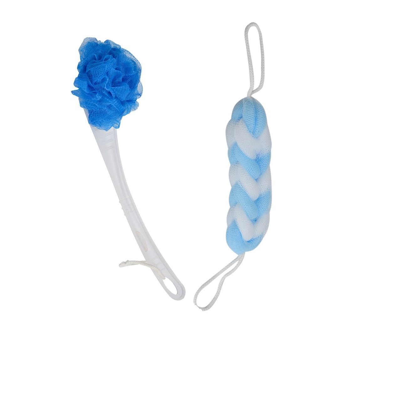 RUNA Blue Wash Long Handle Loofah With Back Belt Loofah Bath Brush Lufa Scrubber For Women,Girls,Men(Combo of 2) Color (Blue)-image-5