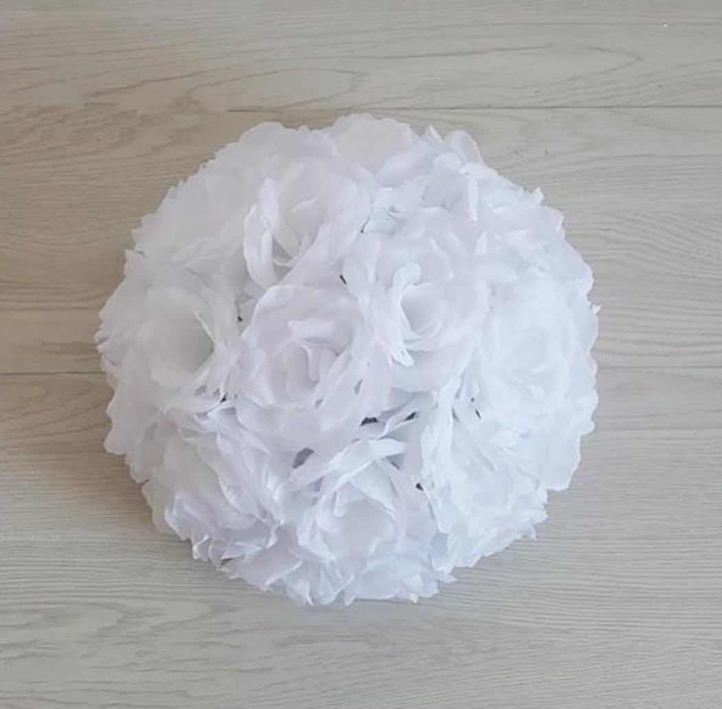 Artificial Flower Ball for Centerpieces Bridal Wedding Artificial Wedding Party Centerpieces Decorations, 7.8inch (5, White)