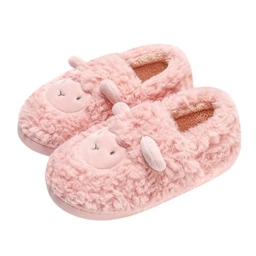 室内用シューズ 可愛いファースリッパ ふわふわのルームシューズ 保温スリッパ 防寒保温 ユニセックス モコモコ素材 (ベビーピンク, 大人, 23.0 cm, 数値, 日本の靴のサイズ寸法)