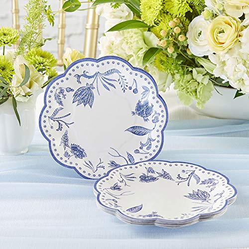 Kate Aspen Blue Willow 7 In. Decorative Premium Paper Plates (350 Gsm Weight -Set Of 16) - Perfect For Bridal Showers And Weddings #TOP1