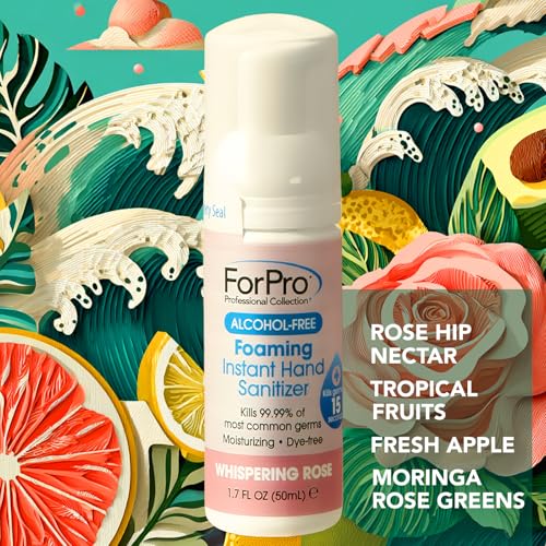 Image of ForPro Alcohol-Free Foaming Instant Hand Sanitizer, 1.7 Fl Oz - Moisturizing, Dye-Free Formula, Whispering Rose Scent