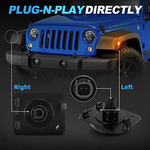 Suparee Led Front Fender Side Marker Light Assembly With Clear Smoke Lens, Amber Yellow Turn Signal Lights With Dynamic Sequential Lighting Effects For 2007-2018 Jeep Wrangler Jk Jku Rubicon Unlimited #TOP5