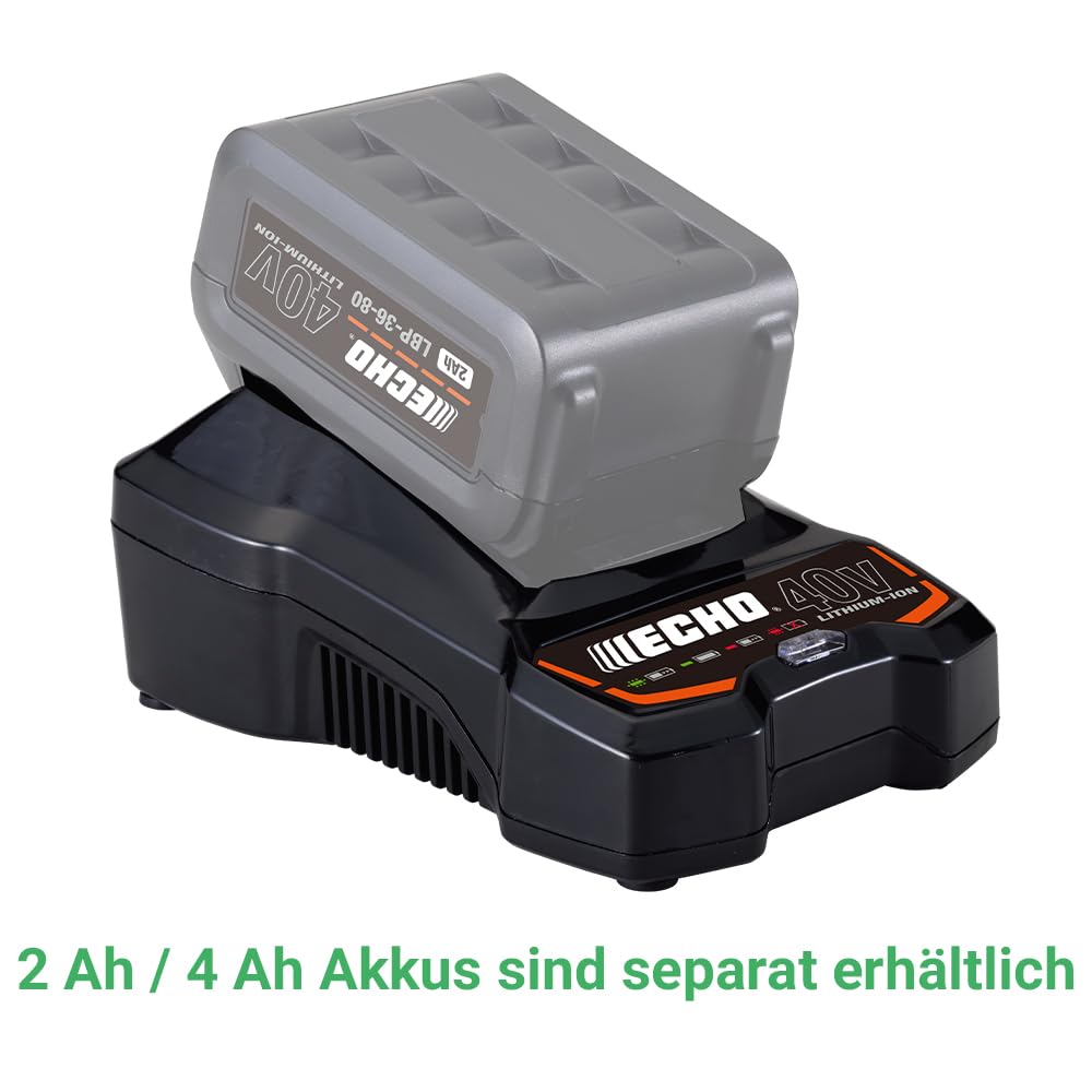 ECHO Cargador rápido LC‑3604 de 40 V – Cargador rápido para baterías Garden+ de 40 V – Tiempo de carga: 46 – 170 min – Indicador LED de estado – Compacto y eficiente