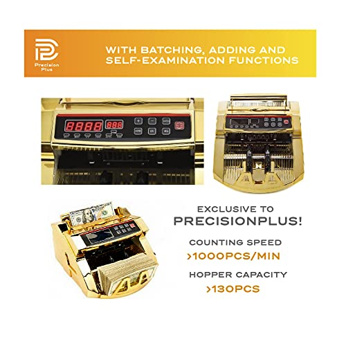 Precision Plus Money Counting Machine - Gold Money Counter Machine, Bill Counter With Counterfeit Detection, Fast And Accurate Currency Counter, Cash Counting Machine, Money Counter Machine #TOP4