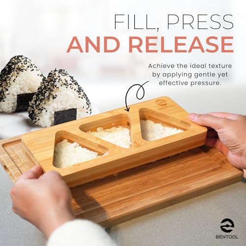 image for BENTOOL Onigiri Mold Set for Japanese Gift - Bamboo Medium Rice Ball M