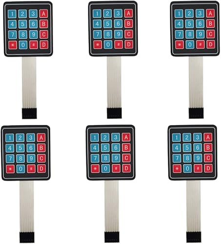 Teclado genérico de 6 piezas de 4 x 4, 16 teclas matriz matriz interruptor de membrana de 8 pines para microcontrolador Arduino