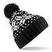 Beechfield Unisex Fair Isle Snowstar Winter Beanie Hat (One Size) (Black / White)