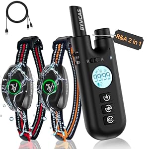 2 in 1 Bark Collar with Remote, Shock Collar for 2 Large Medium Small Dogs(15-120lbs), Anti Barking Dog Training Collar, Beep/Shock/Vibration(0-99), Smart E Collar 1300Ft Rechargeable IP67 Waterproof
