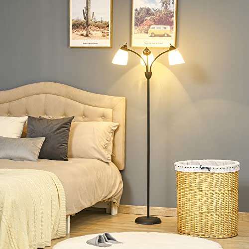Homcom Arc Tree Floor Lamp With 3 Adjustable Rotating Lights, For Bedroom Living Room, Industrial Standing Lamp With Steel Frame, Black #TOP1