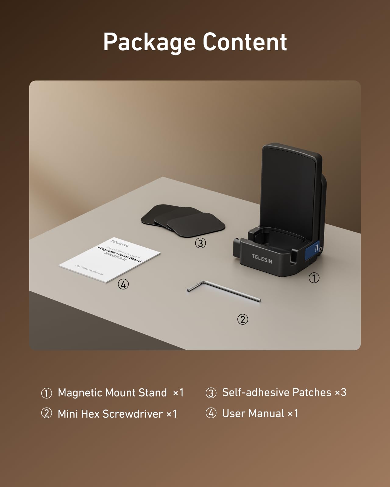 TELESIN Pocket 4 3 Soporte magnético, Adaptador de expansión, Accesorio para dji Osmo Pocket 4 3, 180°, Mango Ajustable, Soporte de Metal con Orificio roscado de 1/4 Pulgadas y Soporte para Zapata