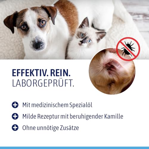 AniSupply Ohrmilbenöl für Hunde & Katzen 50ml – Pflegendes Ohröl mit Kamille gegen Ohrmilben – Sanfte Unterstützung bei Juckreiz & gereizten Ohren