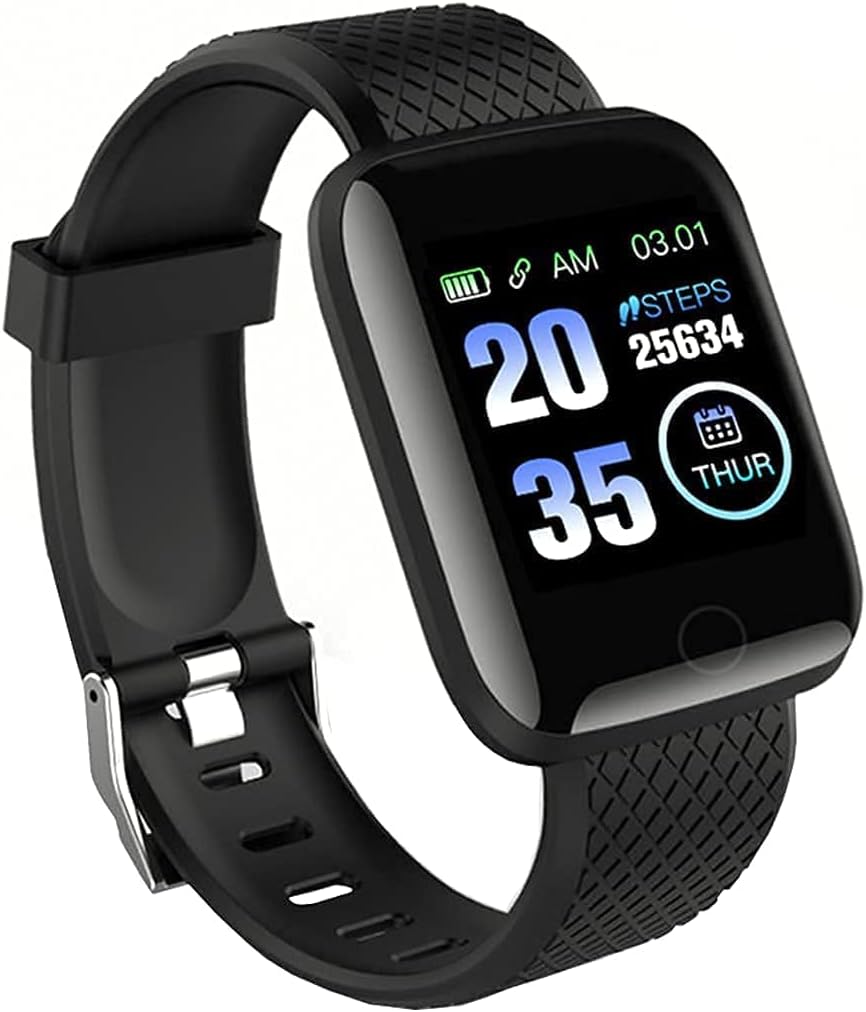PunnkFunnk D116 Smart Band, Activity Tracker Fitness Band, Sleep Monitor, Step Tracking, Heart Rate Sensor, Kids Smart Watch for Men, Women, Black