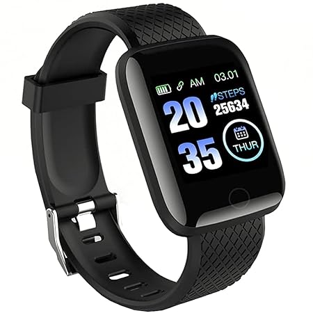 PunnkFunnk D116 Smart Band, Activity Tracker Fitness Band, Sleep Monitor, Step Tracking, Heart Rate Sensor, Kids Smart Watch for Men, Women, Black