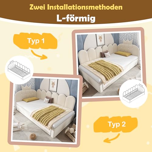 Sofá cama nido en terciopelo beige de diseño con elegante estructura de celosía 6
