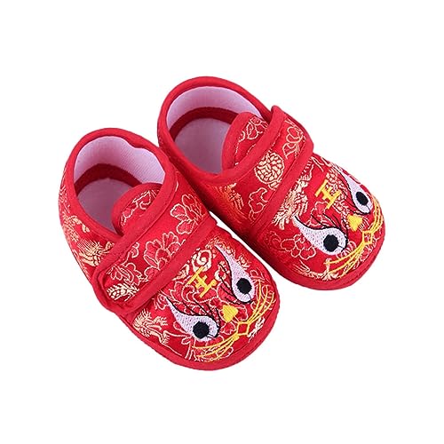 Hemoton Stylish Baby Shoes Chinese New Year Theme Breathable Nonslip Infant Learning Shoes Red