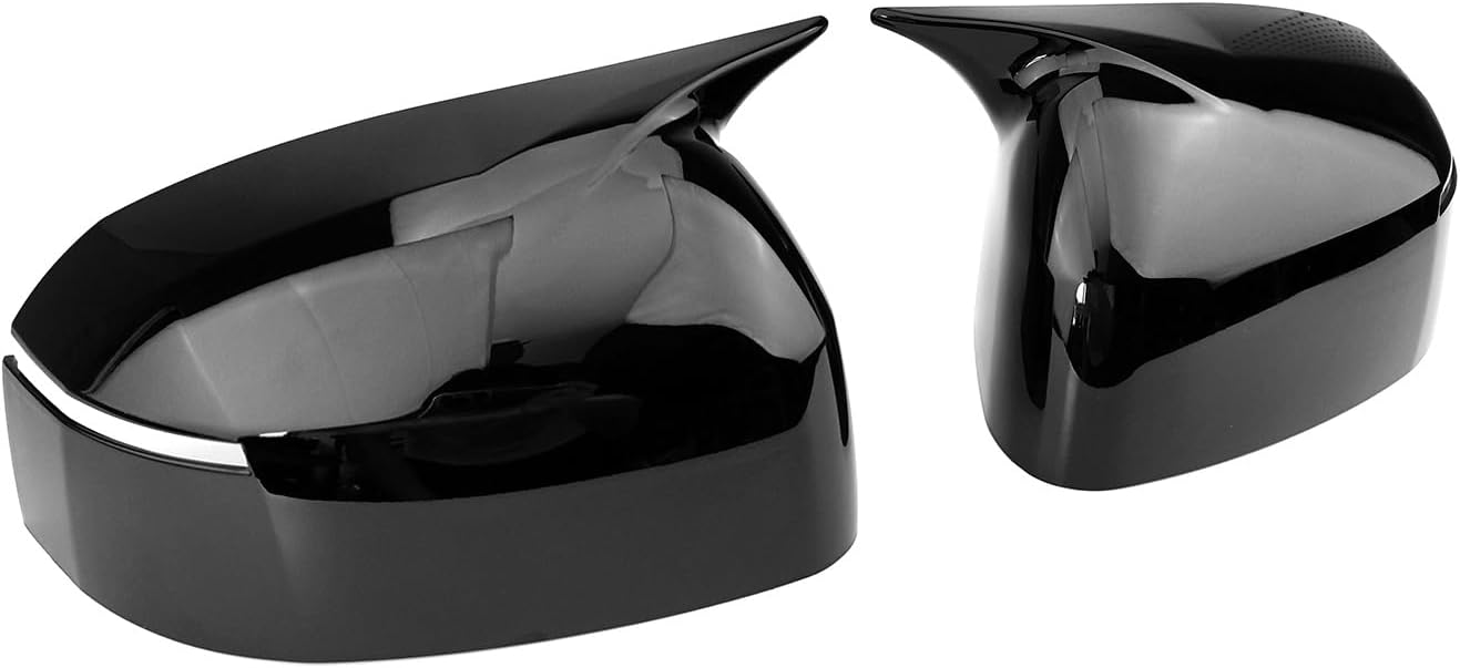 Horns Style Pattern ABS Exterior Mirror Cover Side Rearview Mirror Cover Cap Trim Compatible with Hyundai Santa Fe 2024 2025 Accessories (Glossy Black Style)