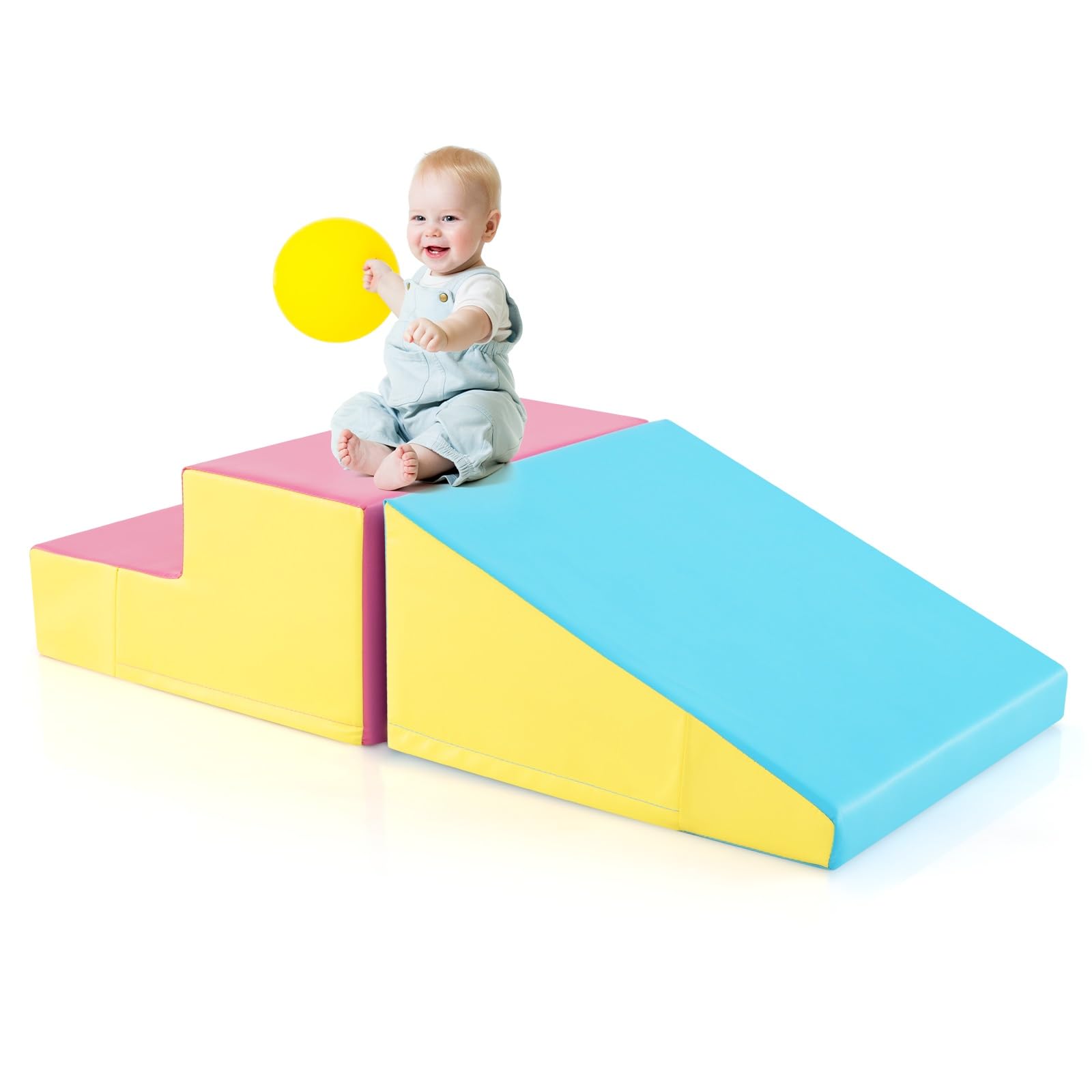 Olakids Climbing Toys for Toddlers, Indoor Baby Foam Climbing Blocks Soft Play Set with PU Leather, Kids Climb and Crawl Playset Sliding Activity