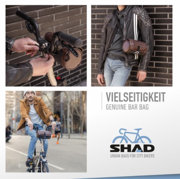 SHAD Bikes - lenkertasche Fahrrad klein Genuine Bar Bag 3L - Retro-Stil Lenkertasche Fahrrad - Kompakte und Elegante Fahrradtasche - wasserdichte Fahrradtasche aus Kunstleder - Tragkraft bis zu 2 kg