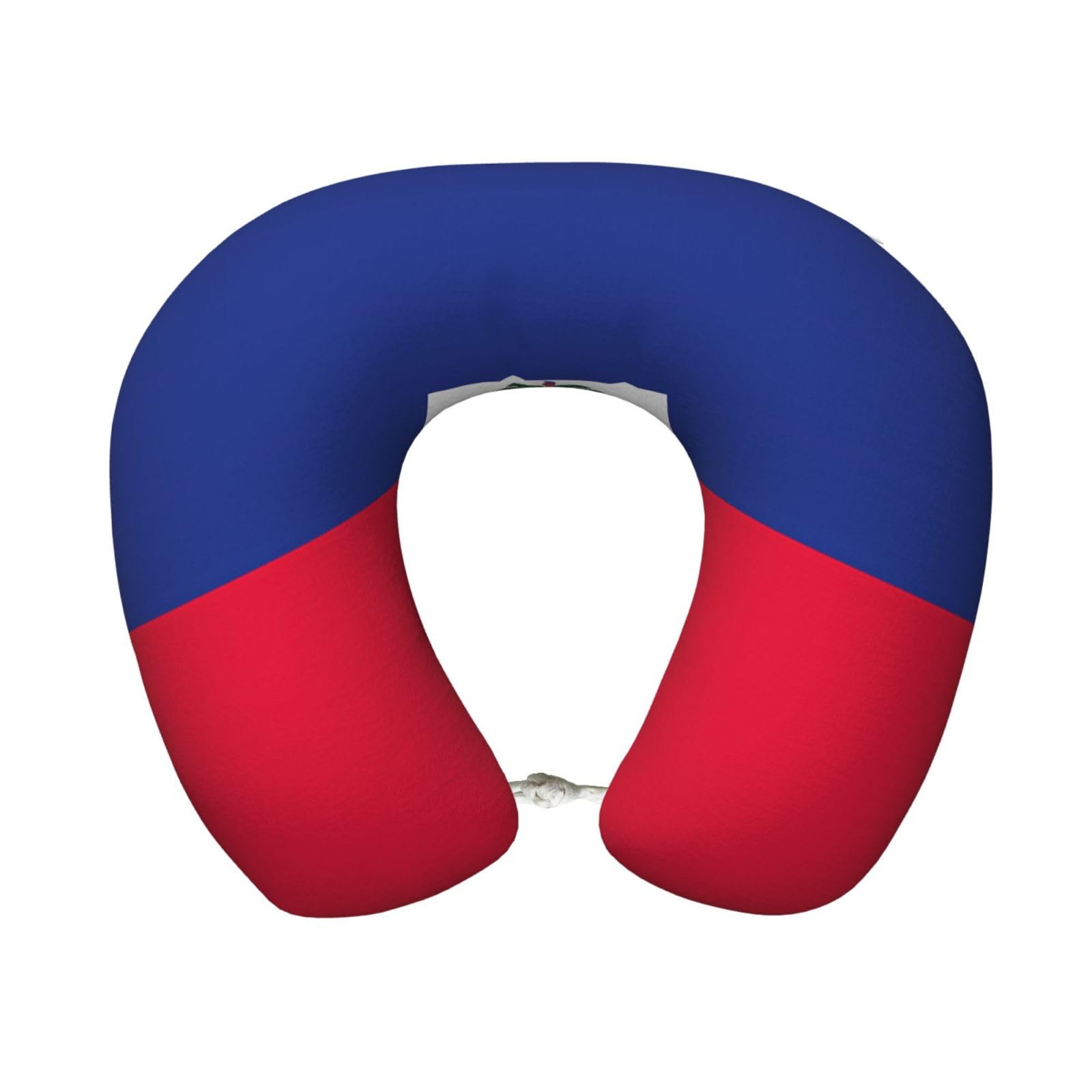 peiyeety Comfortable Haitian Flag Print Memory Foam Travel Pillow - U-Shaped Neck Support for Trips, Office Naps, and More