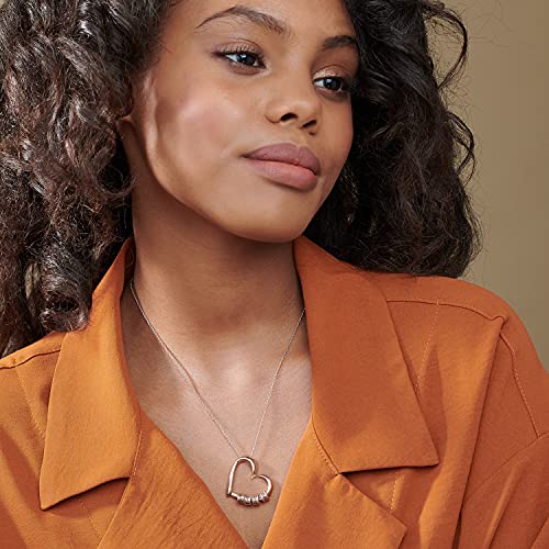 Handmade - Personalized Charming Heart Necklace with Engraved Beads - Dainty Gift for Her, Mom - Custom Gift for Mother\'s Day, Christmas (Rose Gold Vermeil, Without Diamond)