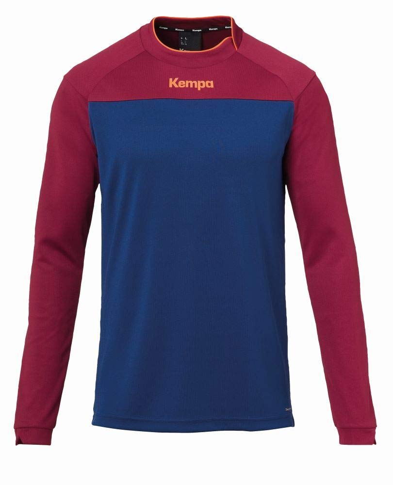Kempa Prime Long Sleeve Shirt Children's Long-Sleeved Shirt - Deep Blue/Deep Red, Large