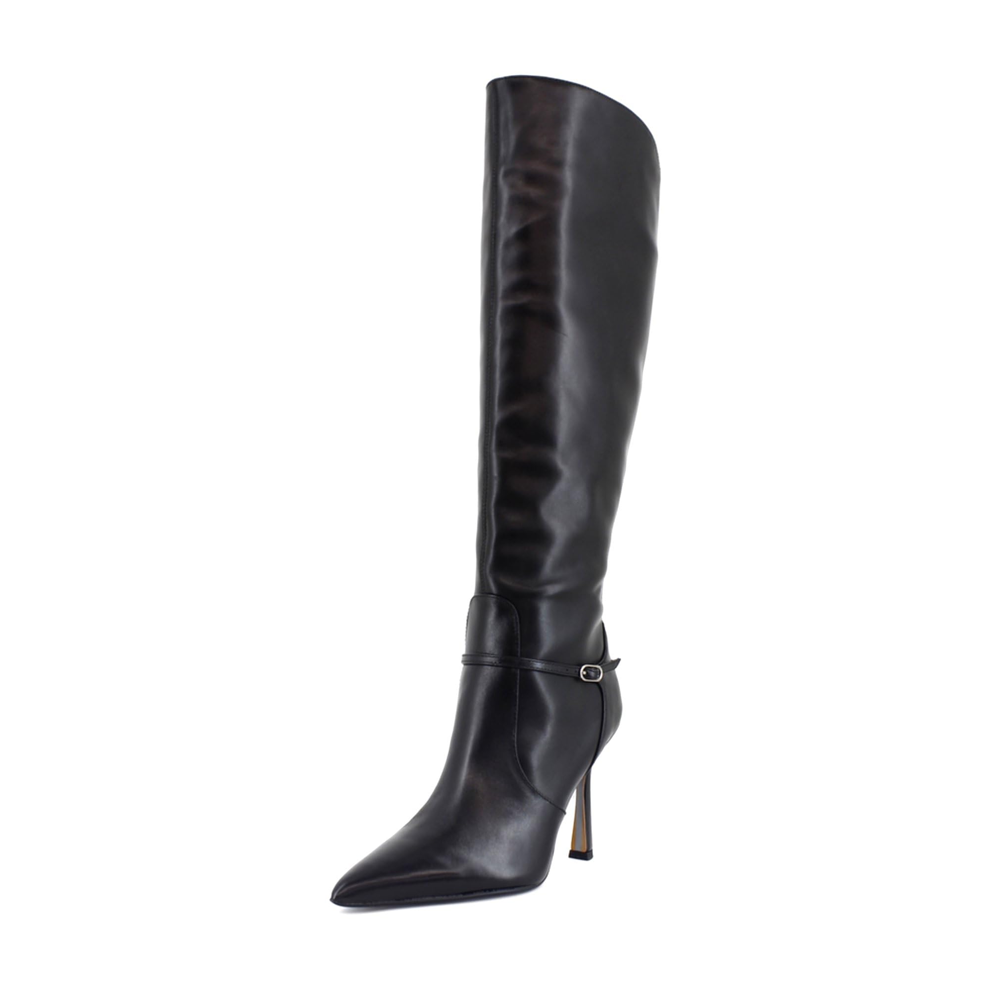 Botas Sam Edelman Elia Para Mujer - Por Encima De La Rodilla, Cuero Negro, Tacón 10 Cm - Estilo Elegante Con Detalles De Cinturón