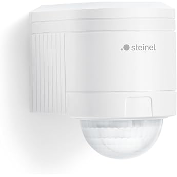 Steinel 602819 IS 240 white passive infrared energy efficient IP54 insulation class II for interior and exterior 240   detection incl. Corner wall mount