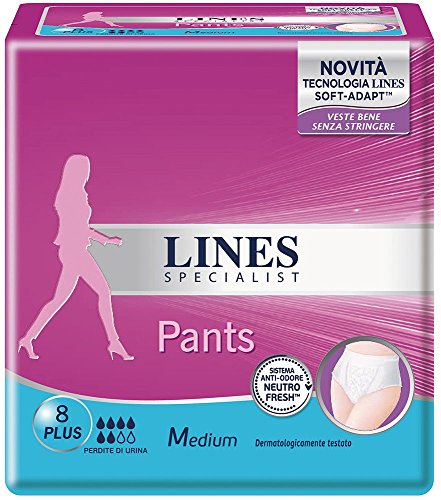 Lines Specialist Pants Plus Assorbenti Per Urina, Taglia M - Pacco 8 Pezzi
