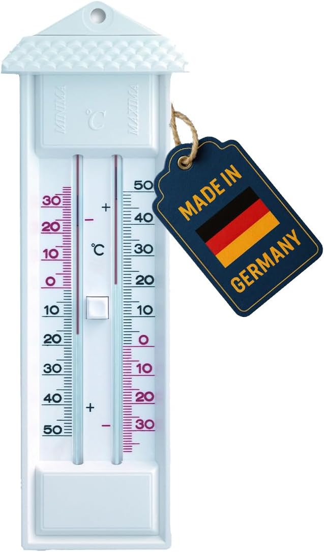 Dostmann Maxima-Minima Analog Thermometer 10.3014.02 Highs and Lows Weatherproof White L 80 x W 32 x H 232 mm
