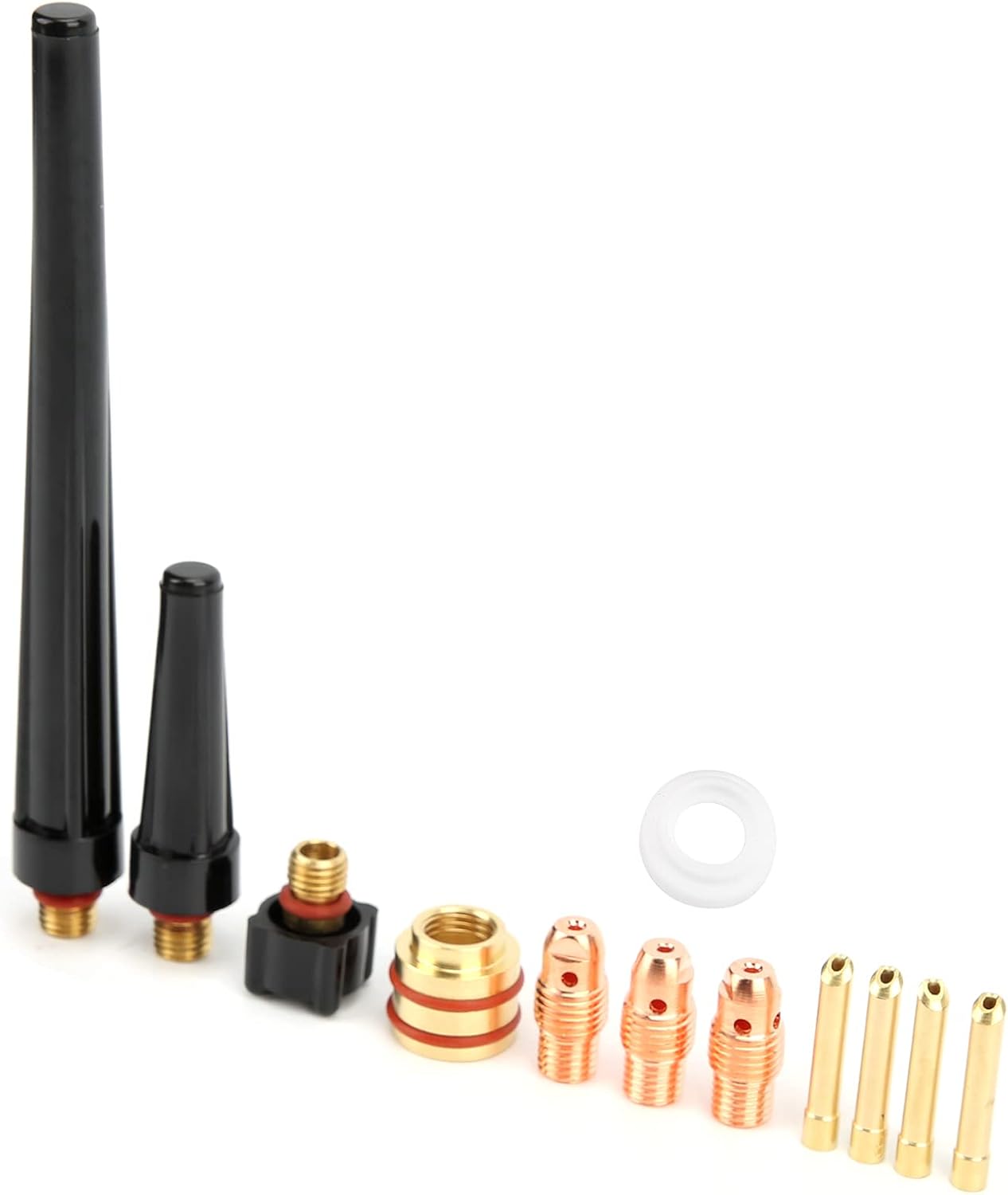 Welding Torch Accessories Kit Professional Grade Glass Nozzle Brass Tungsten Clamp Guide Piece Set for WP9 WP20 Argon Arc Welding Torch Replacement Parts 17 Piece Kit