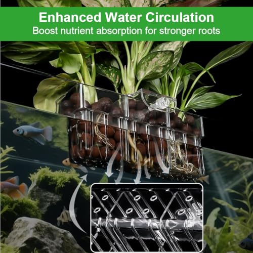 Image of Qpets Acrylic Hydroponic Basket, Hanging Plant Holder for Aquarium 18x6x8cm | Decorative Root Pot for Water Plants, Space-Saving Hanging Design, Ideal for Aquarium & Home Decor.