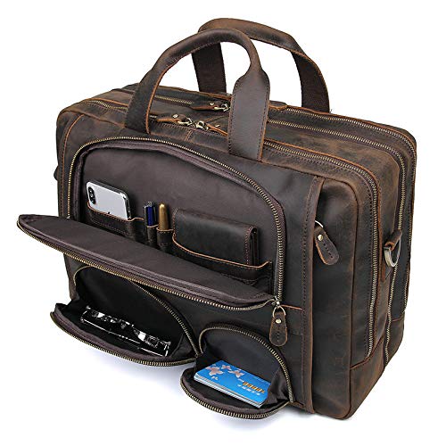Borsa per Documenti Ufficio Borsa for laptop da 17,3 pollici, in vera pelle, for viaggi d'affari, borse a mano, for uomo, grande borsa da lavoro, stile retrò