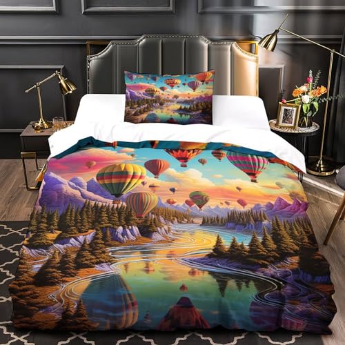 Housse de couette ballon à air chaud 3D en microfibre 135x200cm
