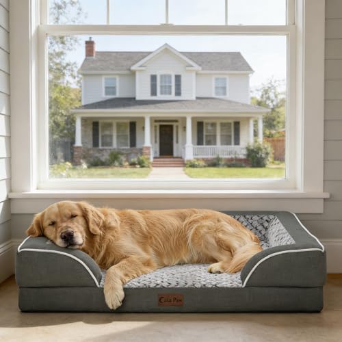 Casa Paw Orthopedic Dog Beds for Extra Large Sized Dogs 42x30 Inch, XL Waterproof Egg Crate Foam Dog Sofa Bed with Washable Cover Pet Couch Bed with Removable Bolsters & Non-Slip Bottom, Dark Grey by Casa Paw - Image 8
