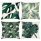 Diseño: El patrón de la funda cojin de hojas tropical es sólo en la parte frontal, en la parte posterior sin imprimir, decoración ideal para sofá, banco, silla, cama dormitorio, automóvil o sala de estar, cafetería. Grandes regalos para cumpleaños o banquete de boda.
