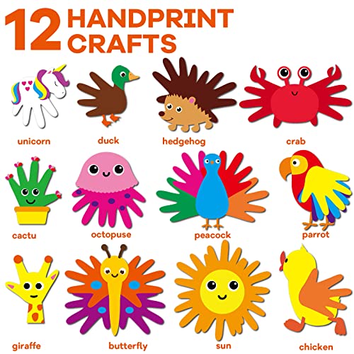 Zoiiwa 12 Sets Arts And Craft Kit For Toddlers Preschoolershandprint Crafts Fun And Education Gift Sets For Kids Boys Girls Animal Paper Craft Sets Includes Supplies Googly Eyes Marker Dispensing Pen #TOP1