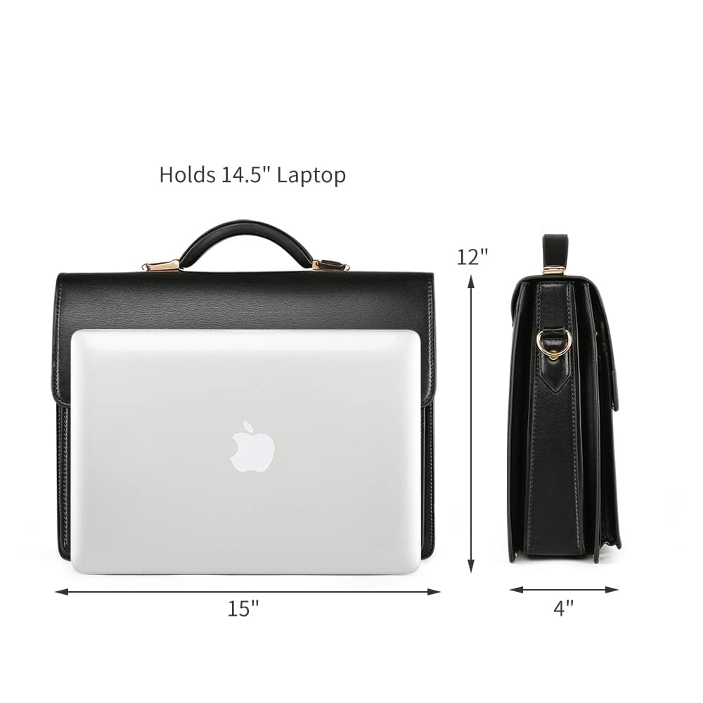 Herren Aktentasche Leder Verriegelung Aktentaschen für Männer Business Laptop Messenger Bag, Aktentaschen mit Verriegelung, Schwarz